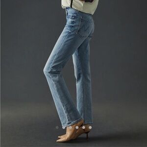 Mother high rise hiker hover slim straight jeans